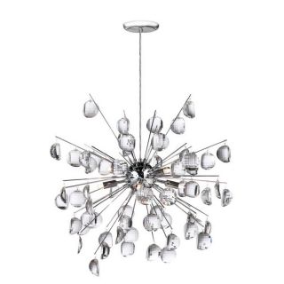 Dainolite Lighting Crystal Wafers 24 in W Polished Chrome Pendant Light with Crystal Shade