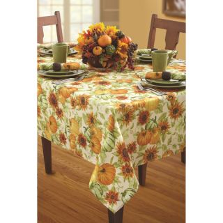 Natural Harvest Ivory Print Textured Polyester Tablecloth  