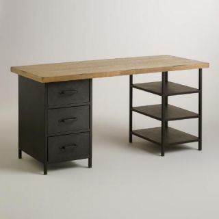 Wood Top Colton Mix & Match Desk with Shelf and Drawers