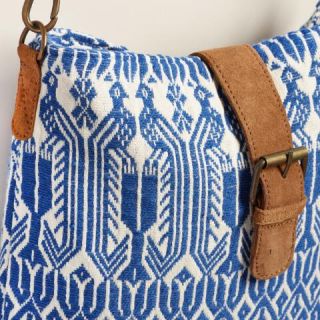 Ivory and Blue Geometric Tote Bag