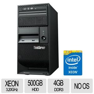 Lenovo ThinkServer TS140 70A4001MUX Intel Xeon E3 1225 v3, 4GB Memory, 500GB HDD, DVDRW, No OS
