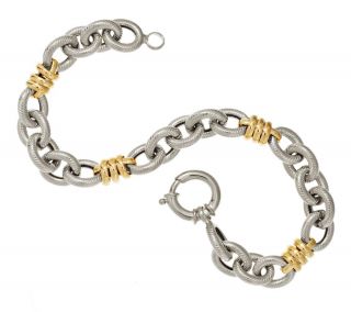 14K Gold 7 1/4 Textured and Polished Status Design Bracelet, 7.8g —