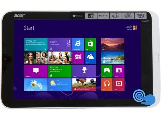 Refurbished Acer Iconia W3 810 1600 8.1” Touchscreen Tablet, Dual Core Intel Atom Z2760 1.5Ghz, 2GB LPDDR2, MicroSD Slot, 32GB Flash Memory, Built in WiFi, Bluetooth, Micro HDMI, Micro USB, Windows 8
