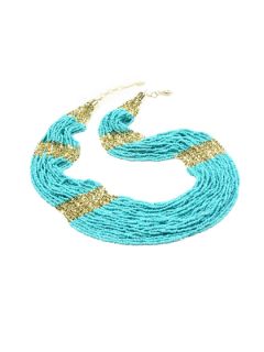 Turquoise Boho Beaded Necklace by Amrita Singh