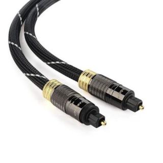 BasAcc 6' Audio TosLink Optical Digital Cable High Quality Surround Sound Audio Black/Gold 1.8M