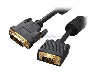 Rosewill RCDV 11005   Black, 3 Foot DVI I Male to VGA Male Cable