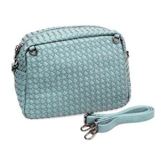 BMC Cute Vintage Ice Blue Woven Pattern Multifunctional Crossbody Square Tote