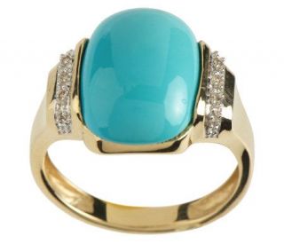 Sleeping Beauty Turquoise and Diamond Accent Ring, 14K Gold —