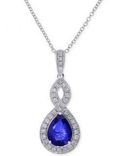Sapphire (1 ct. t.w.) and Diamond (1/4 ct. t.w.) Pendant Necklace in