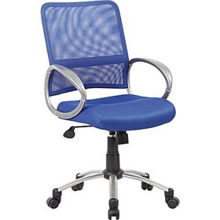 Boss Mesh Back W/ Pewter Finish Blue Task Chair