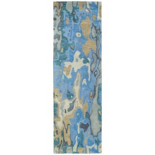 Hand tufted Artworks Blue Watercolor Rug (26 x 8)   16689834