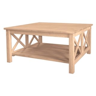 Hampton Unfinished Solid Parawood Square Coffee Table  