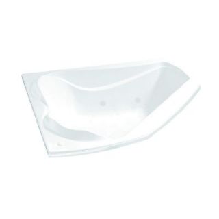 MAAX Velvet 6054 Corner 53 7/8 in. x 59 3/4 in. x 21 in. Podium Air Bath Tub with Front Drain in White 102745 107 001 100