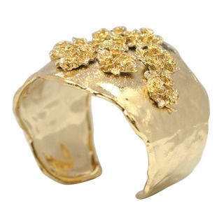 De Buman 14k Goldplated Flower Cuff Bracelet