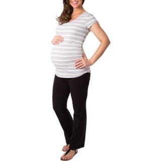 Great Expectations Maternity Short Sleeve Vneck Basic Tee with Side Ruching