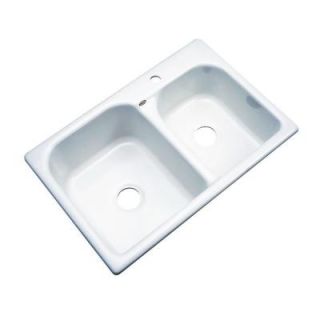 Thermocast Cambridge Drop In Acrylic 33 in. 1 Hole Double Bowl Kitchen Sink in White 45100