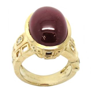 De Buman 10K Yellow Gold Genuine Ruby and White Topaz Encrusted Ring