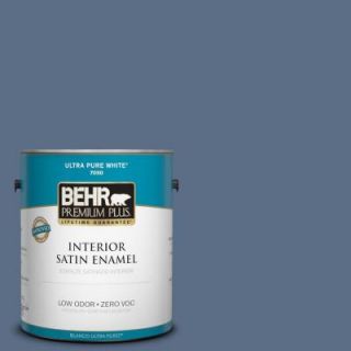 BEHR Premium Plus 1 gal. #ECC 57 3 Always Indigo Zero VOC Satin Enamel Interior Paint 730001