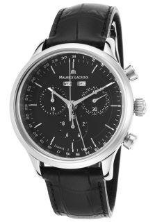 Men's Les Classiques Chrono Black Genuine Leather and Dial SS