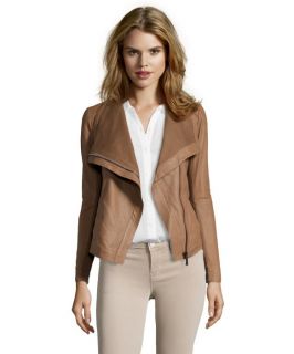 Elie Tahari Sand Leather 'andreas' Asymmetrical Zip Jacket (319626702)