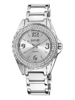 Womens Stainless Steel & White & Crystal Watch by August Steiner