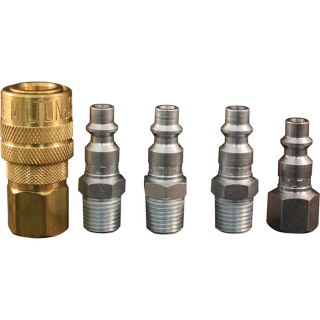 Milton M-Style Air Coupler and Plug Set — 1/4in. NPT, 5-Pcs., Model# S-211  Air Couplers   Plugs