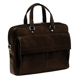Mancini Colombian Slim Leather Laptop Briefcase; Brown