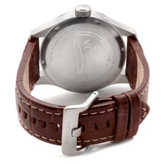 Men's I Force Brown Genuine Leather Silver Tone Dial Stainless Steel