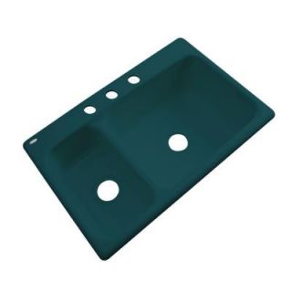 Thermocast Wyndham Drop In Acrylic 33 in. 3 Hole Double Bowl Kitchen Sink in Teal 42341