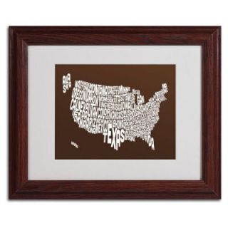 Trademark Fine Art 11 in. x 14 in. USA States Text Map   Chocolate Matted Framed Art MT0221 W1114MF