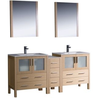 Fresca Torino 72 inch Grey Oak Modern Double Sink Bathroom Vanity w