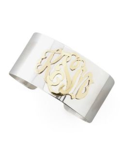 Moon and Lola Sterling Silver & Gold Script Monogram Cuff