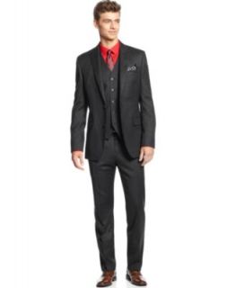 Tallia Suit, Navy Check Vested Slim Fit   Suits & Suit Separates   Men
