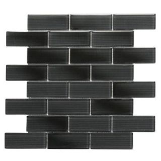 Solistone Mardi Gras Claiborne 12 in. x 12 in. x 6.35 mm Black Glass Mesh Mounted Mosaic Wall Tile (10 sq. ft. / case) 9075