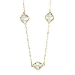 Journee Collection Goldtone CZ 36 inch Clover Necklace  