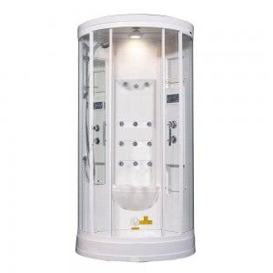 Ariel Bath ZA218 Ameristeam Steam Shower & Sauna   40" x 40"   Bow Front   White   Corner fit