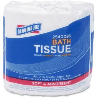 Genuine Joe 2 ply Standard White Bath Tissue Rolls (Pack of 96
