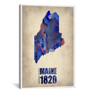 iCanvas Maine Watercolor Map by Naxart Graphic Art on Canvas