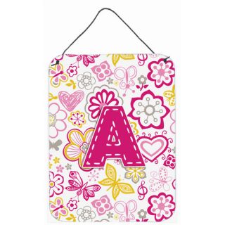 Letter Flowers and Butterflies in Pink Hanging Aluminum Painting Print