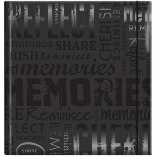 Embossed Gloss Expressions 200 Pocket Photo Album, 8.75" x 9.5", Memories, Black