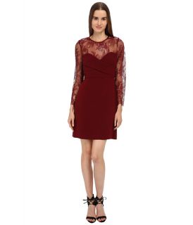 The Kooples Crepe & Openwork Lace Dress Red