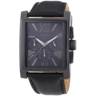 Guess Mens W0010G2 Chronograph Black Leather Watch   16627150