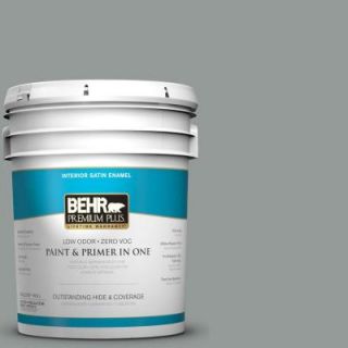 BEHR Premium Plus 5 gal. #BXC 66 Dusk Blue Satin Enamel Interior Paint 740005