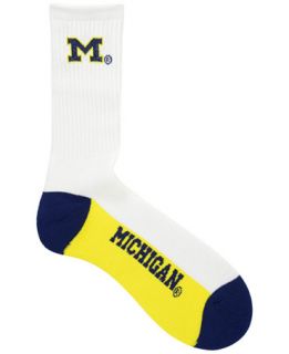 For Bare Feet Michigan Wolverines Crew White 506 Socks   Sports Fan