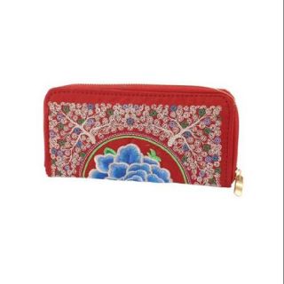 Embroidery Floral Zip Around Purse Wallet Clutch Coin Cosmetic Bag Handbag