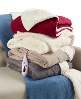 Biddeford Microplush Reverse Sherpa Heated Throws   Blankets