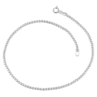 Fremada Sterling Silver 2 mm Diamond cut Bead Anklet (10 inches
