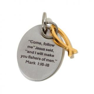 Michael Anthony Jewelry® "Fish" Scripture 2 Tone Stainless Steel Pendant   7694982