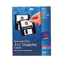 Avery Removable InkjetLaser 3 12 Diskette Labels White Box Of 375