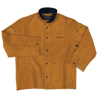 Hobart Welding Jacket — Leather, Brown, L Size, Model# 770488  Welding Jackets, Sleeves   Aprons
